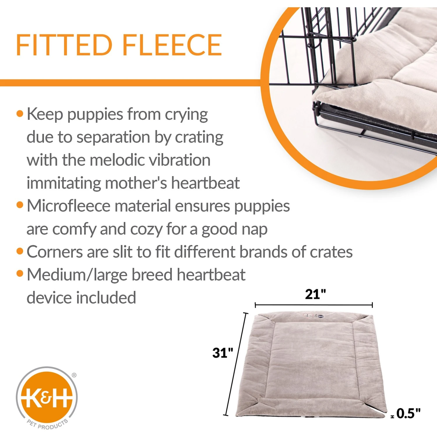 K&H Pet Products Mother's Heartbeat Fleece Puppy Crate Pad 2 K&H Pet Products Mother's Heartbeat Fleece Puppy Crate Pad - Image 2