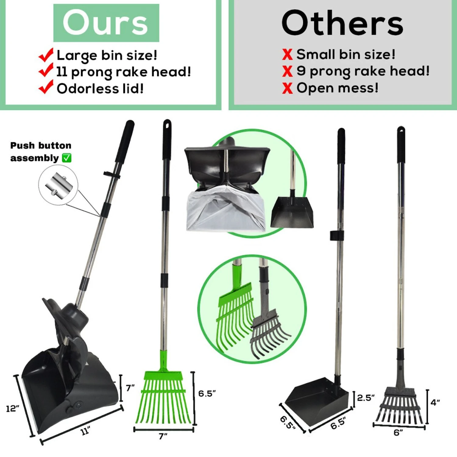 Hygena Scoop Odor Blocking Swivel Bin & Long Handle Rake Dog Poop Scooper 2 Hygena Scoop Odor Blocking Swivel Bin & Long Handle Rake Dog Poop Scooper - Image 2