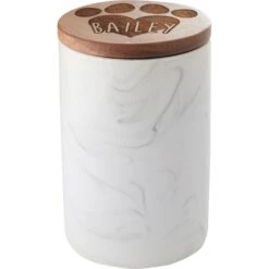 Frisco Ceramic Marble Print Personalized Treat Jar With Wood Lid, 3.75 Cups -PetSafe Shop Sale 301181 PT3. AC SS1800 V1630332827