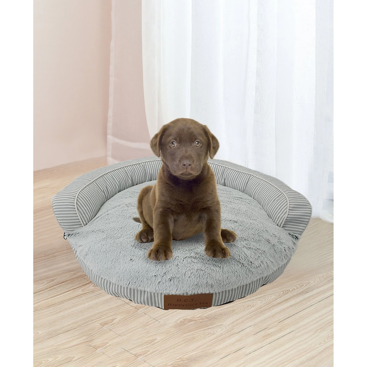 HappyCare Textiles Round Bolster Cat & Dog Bed 1 HappyCare Textiles Round Bolster Cat & Dog Bed