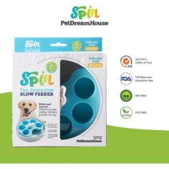 Pet Dream House SPIN Medium Level Palette Non-Skid Plastic Interactive Slow Feeder Dog Bowl, Blue -PetSafe Shop Sale 308746 PT6. AC SS1800 V1627677460