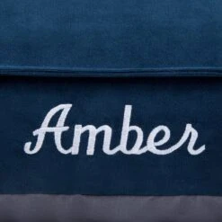 Frisco Personalized Navy Bolstered Bed With Navy Check Bolster, X-Large -PetSafe Shop Sale 311768 PT3. AC SS1800 V1630593987