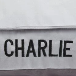 Frisco Personalized Silver Bolstered Bed With Silver Check Bolster -PetSafe Shop Sale 311770 PT4. AC SS1800 V1630594018