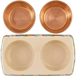 Disney Minnie Mouse Summer Bamboo Melamine Stainless Steel Double Dog & Cat Bowl -PetSafe Shop Sale 315343 PT4. AC SS1800 V1646327663