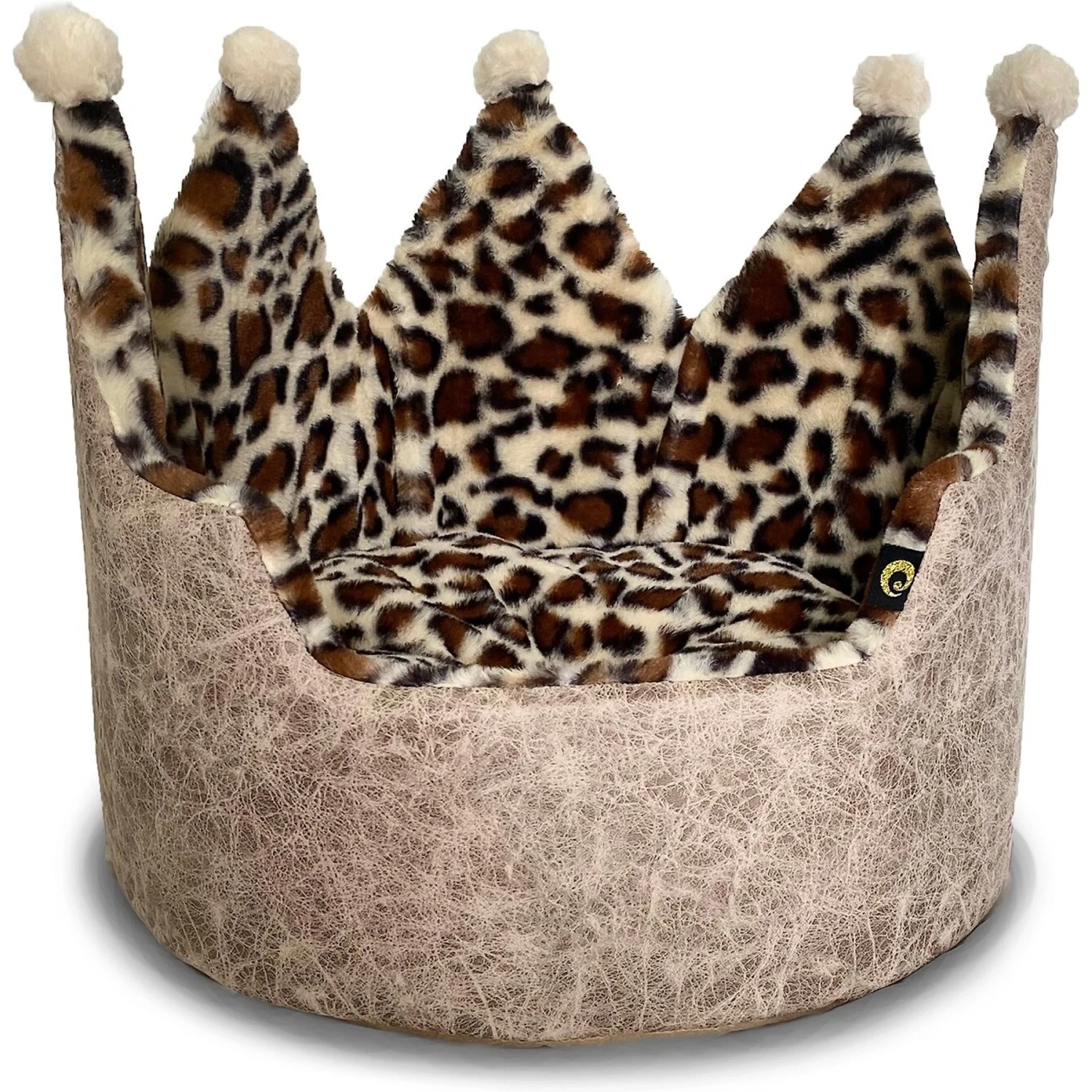 Precious Tails Leopard Crown Bolster Cat & Dog Bed 1 Precious Tails Leopard Crown Bolster Cat & Dog Bed