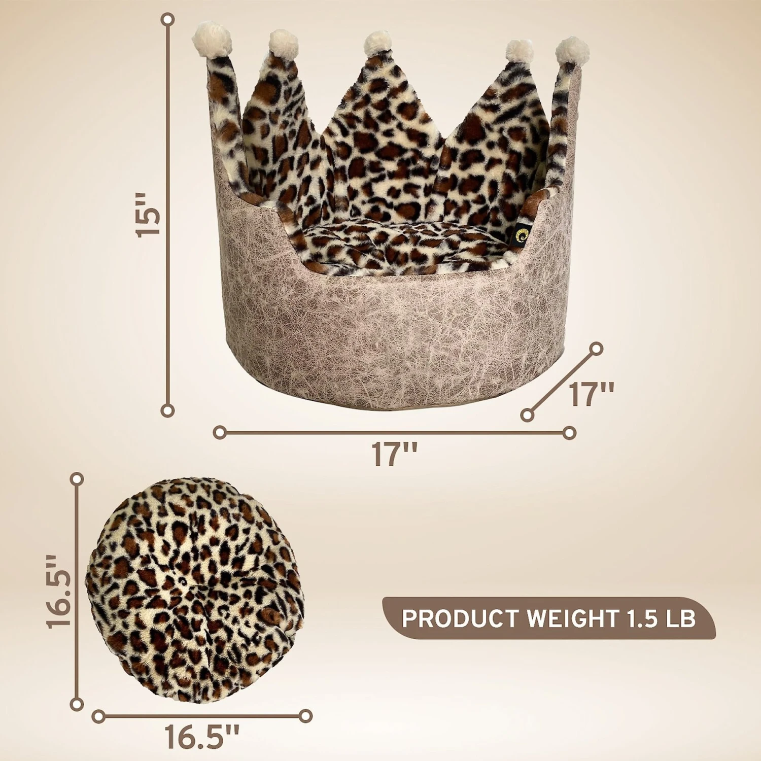 Precious Tails Leopard Crown Bolster Cat & Dog Bed 2 Precious Tails Leopard Crown Bolster Cat & Dog Bed - Image 2
