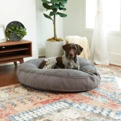 Happy Hounds Scooter Deluxe Round Pillow Dog Bed With Removable Cover, Gray -PetSafe Shop Sale 328581 PT3. AC SS1800 V1631146272