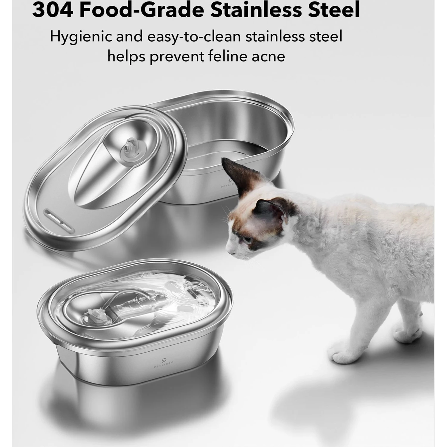 Petlibro Stainless Steel Dog & Cat Water Fountain, 2-L 2 Petlibro Stainless Steel Dog & Cat Water Fountain, 2-L - Image 2