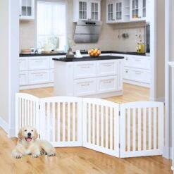 Pawland Freestanding Foldable Wooden Dog Gate