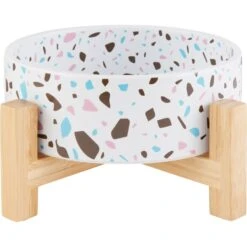 Frisco Elevated Terrazzo Non-skid Ceramic Bowl With Bamboo Stand -PetSafe Shop Sale 363375 PT5. AC SS1800 V1657657266