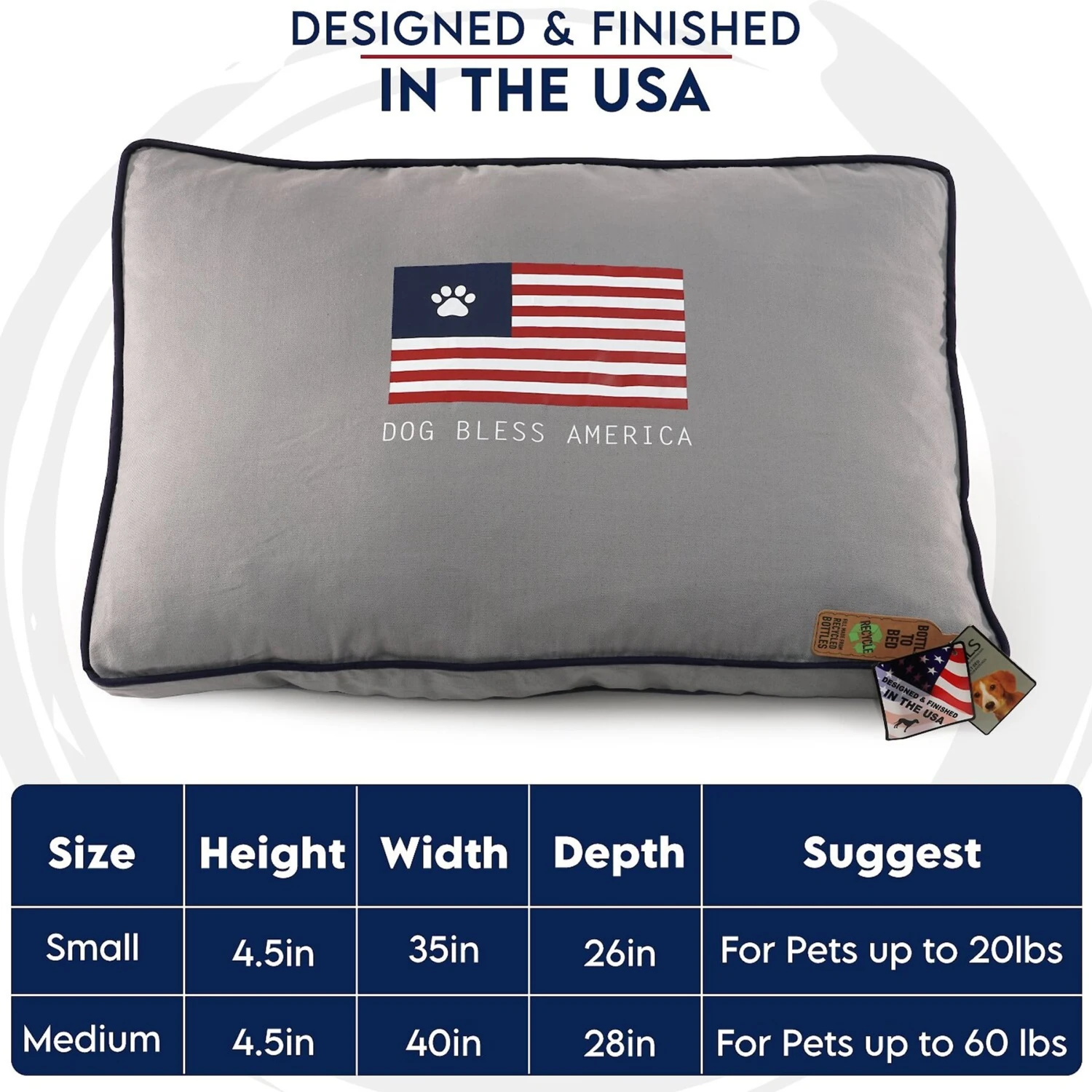 Precious Tails "Dog Bless Ameria" Orthopedic Pillow Cat & Dog Bed With Removable Cover 7 Precious Tails "Dog Bless Ameria" Orthopedic Pillow Cat & Dog Bed With Removable Cover - Image 7