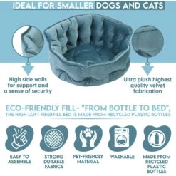 Precious Tails Ultra Plush Mini Tufted Velvet Round Bolster Cat & Dog Bed -PetSafe Shop Sale 366697 PT5. AC SS1800 V1644385647