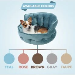 Precious Tails Ultra Plush Mini Tufted Velvet Round Bolster Cat & Dog Bed -PetSafe Shop Sale 366697 PT6. AC SS1800 V1644373919