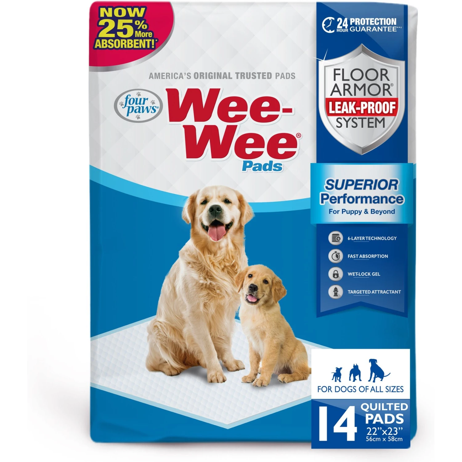 Four Paws Wee-Wee Superior Performance Dog Pee Pads, 14 Count 1 Four Paws Wee-Wee Superior Performance Dog Pee Pads, 14 Count