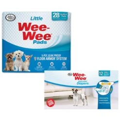 Wee-Wee Little Dog Pee Pads 16.5 X 23.5-in & Four Paws Wee-Wee Disposable Dog Diapers