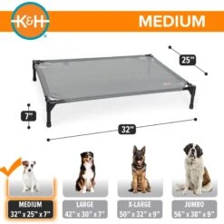 K&H Pet Products All Weather Elevated Dog Cot Bed, Gray -PetSafe Shop Sale 613782 PT3. AC SS1800 V1660235246