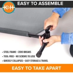 K&H Pet Products All Weather Elevated Dog Cot Bed, Gray -PetSafe Shop Sale 613782 PT4. AC SS1800 V1660235246