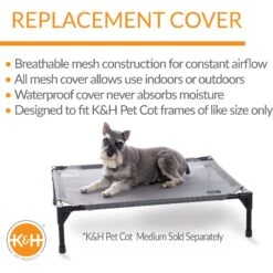K&H Pet Products All Weather Elevated Dog Cot Bed Replacement Cover, Gray -PetSafe Shop Sale 613814 PT2. AC SS1800 V1660242518