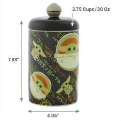 STAR WARS THE MANDALORIAN THE CHILD Aurebesh Ceramic Treat Jar & STAR WARS THE MANDALORIAN GROGU AUREBESH Non-Skid Stainless Steel With Melamine Stand Dog & Cat Bowl -PetSafe Shop Sale 623382 PT2. AC SS1800 V1661896379