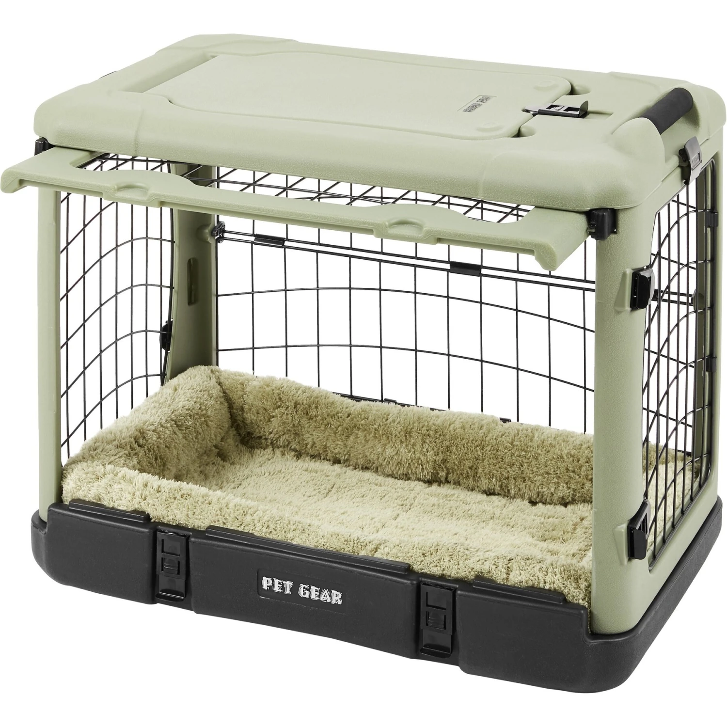 Pet Gear The Other Door Double Door Collapsible Wire Dog Crate & Plush Pad, Sage 5 Pet Gear The Other Door Double Door Collapsible Wire Dog Crate & Plush Pad, Sage - Image 5