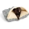 Snoozer Pet Products Rectangle Indoor & Outdoor Cozy Cave Dog & Cat Bed, Gray & White, Medium