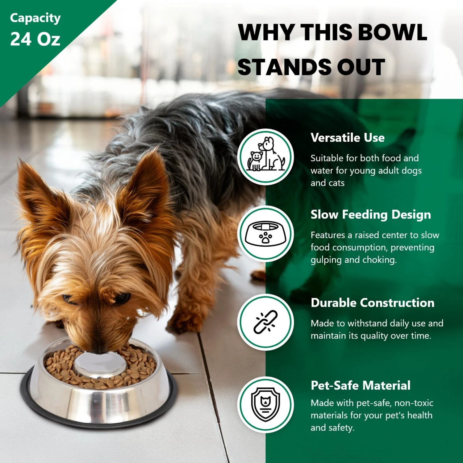 Iconic Pet Slow Feed Stainless Steel Dog & Cat Bowl, 2 Count 4 Iconic Pet Slow Feed Stainless Steel Dog & Cat Bowl, 2 Count - Image 4