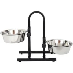 Iconic Pet U Design Adjustable Stainless Steel Pet Double Dog Bowl