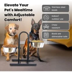Iconic Pet U Design Adjustable Stainless Steel Pet Double Dog Bowl -PetSafe Shop Sale 652190 PT2. AC SS1800 V1663880664