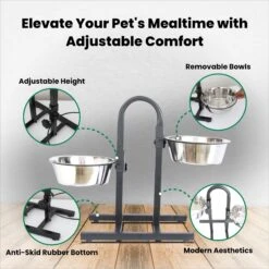 Iconic Pet U Design Adjustable Stainless Steel Pet Double Dog Bowl -PetSafe Shop Sale 652190 PT4. AC SS1800 V1663881146