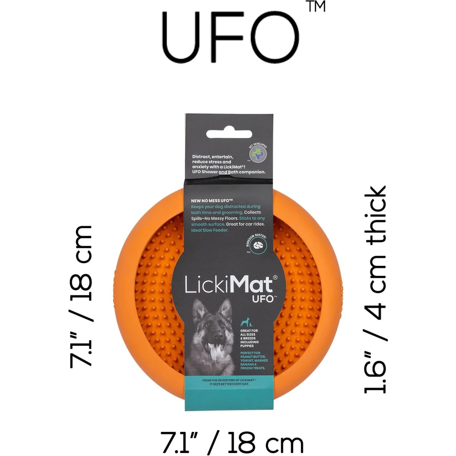 LickiMat UFO Slow Feeder Dog Bowl, Orange, Standard 6 LickiMat UFO Slow Feeder Dog Bowl, Orange, Standard - Image 6