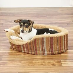 Petmate Antimicrobial Deluxe Bolster Cat & Dog Bed With Removable Cover, Color Varies