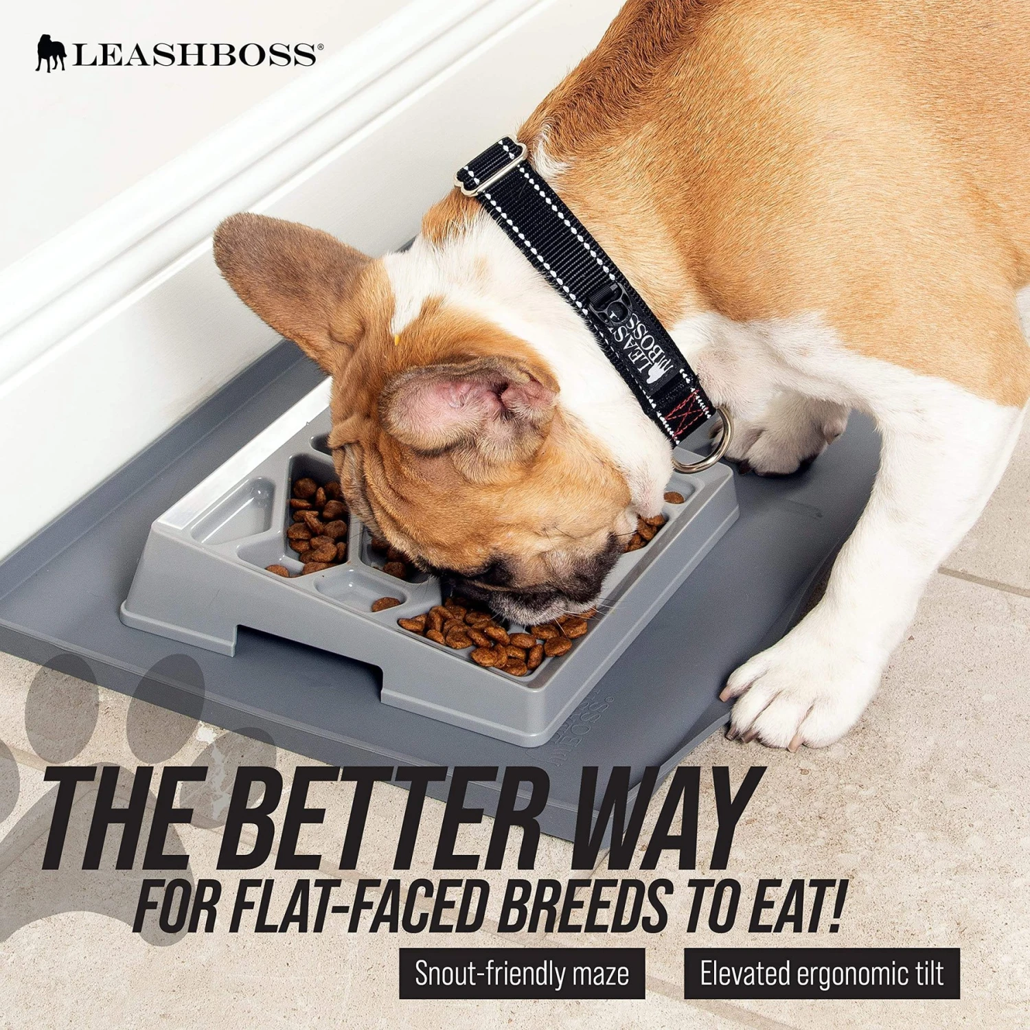 Leashboss Flat Face Slow Feeder Dog Bowl, Small/Medium 2 Leashboss Flat Face Slow Feeder Dog Bowl, Small/Medium - Image 2