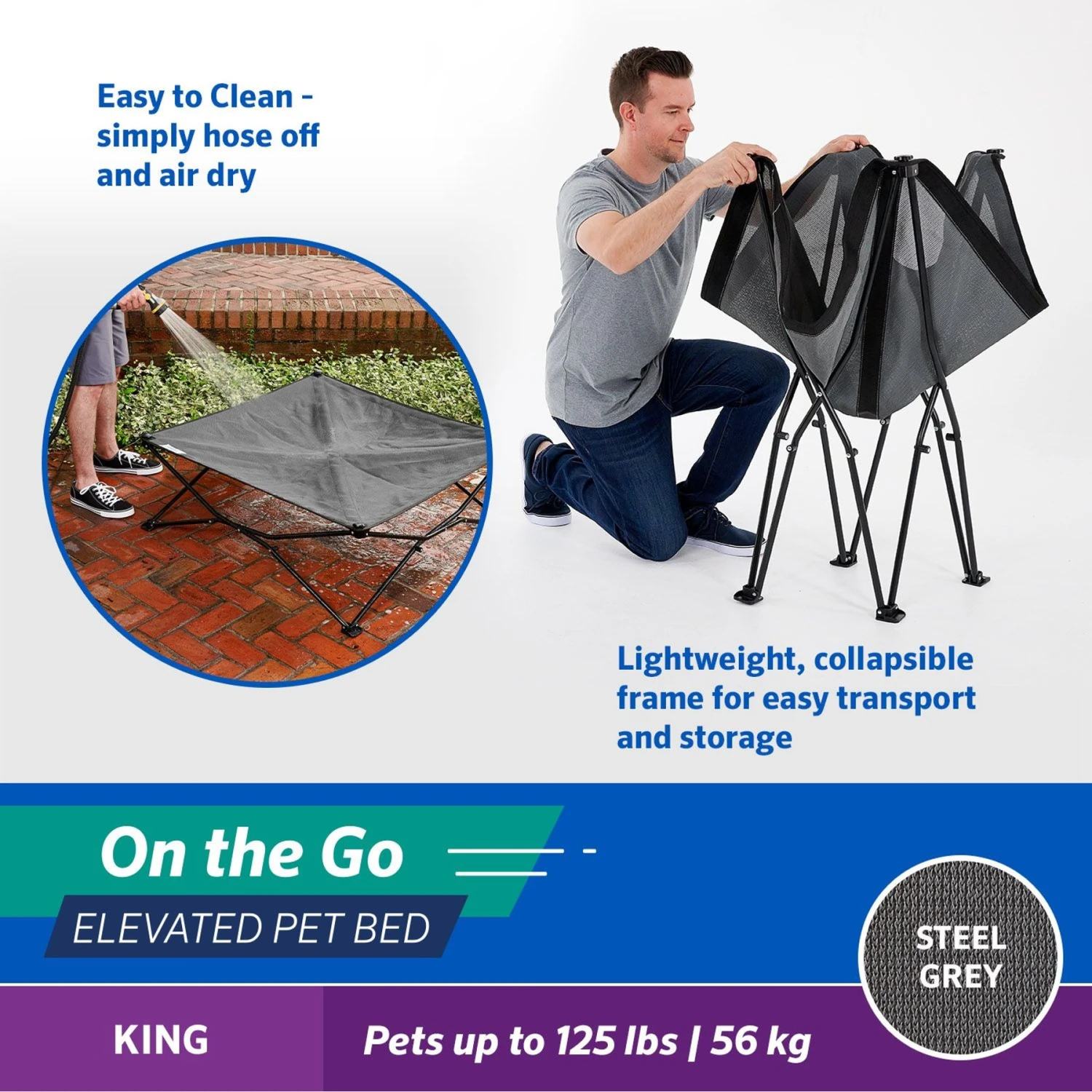 Coolaroo On The Go Elevated Cat & Dog Bed With Removable Cover 5 Coolaroo On The Go Elevated Cat & Dog Bed With Removable Cover - Image 5