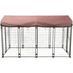 TRIXIE Deluxe Outdoor Dog Kennel With Cover, XX-Large, Black/Burgundy