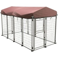 TRIXIE Deluxe Outdoor Dog Kennel With Cover, XX-Large, Black/Burgundy -PetSafe Shop Sale 701438 PT3. AC SS1800 V1668548320