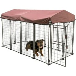 TRIXIE Deluxe Outdoor Dog Kennel With Cover, XX-Large, Black/Burgundy -PetSafe Shop Sale 701438 PT6. AC SS1800 V1668548259