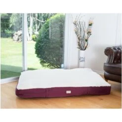 Armarkat Dog Pillow Bed With Removable Cover, Burgundy/Ivory