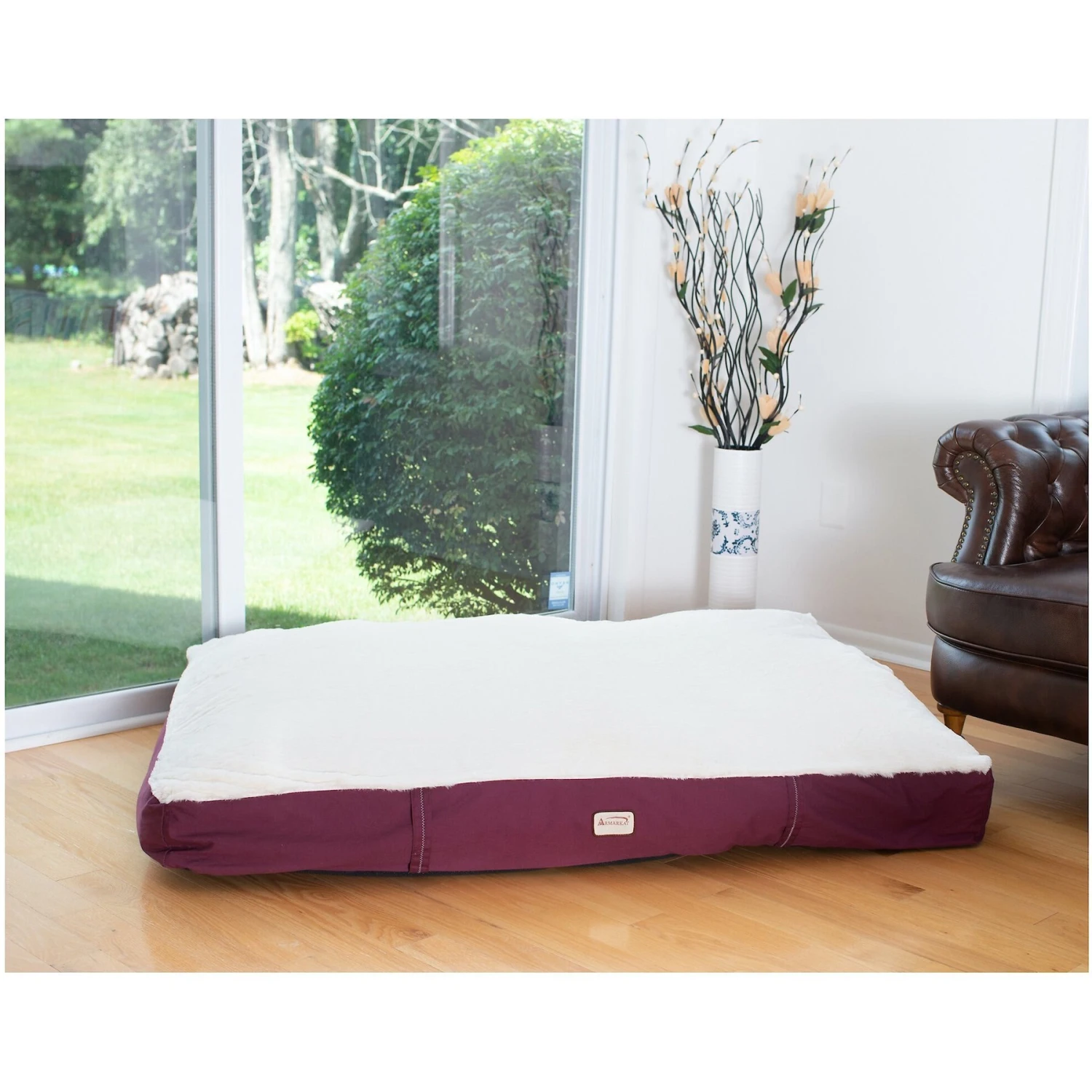 Armarkat Dog Pillow Bed With Removable Cover, Burgundy/Ivory 1 Armarkat Dog Pillow Bed With Removable Cover, Burgundy/Ivory