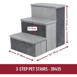 TRIXIE Velour Foldable Cat & Dog Stairs With Storage, Gray -PetSafe Shop Sale 701518 PT3. AC SS1800 V1668546619