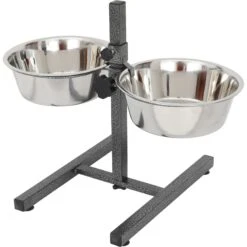 Iconic Pet Adjustable Stainless Steel Elevated Dog Bowl, H Design