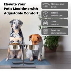 Iconic Pet Adjustable Stainless Steel Elevated Dog Bowl, H Design -PetSafe Shop Sale 701886 PT2. AC SS1800 V1668110957