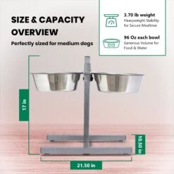 Iconic Pet Adjustable Stainless Steel Elevated Dog Bowl, H Design -PetSafe Shop Sale 701886 PT3. AC SS1800 V1668110957