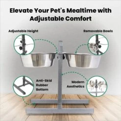 Iconic Pet Adjustable Stainless Steel Elevated Dog Bowl, H Design -PetSafe Shop Sale 701886 PT4. AC SS1800 V1668110955