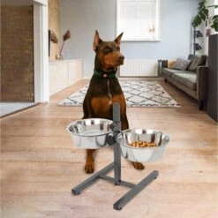 Iconic Pet Adjustable Stainless Steel Elevated Dog Bowl, H Design -PetSafe Shop Sale 701886 PT7. AC SS1800 V1668110957