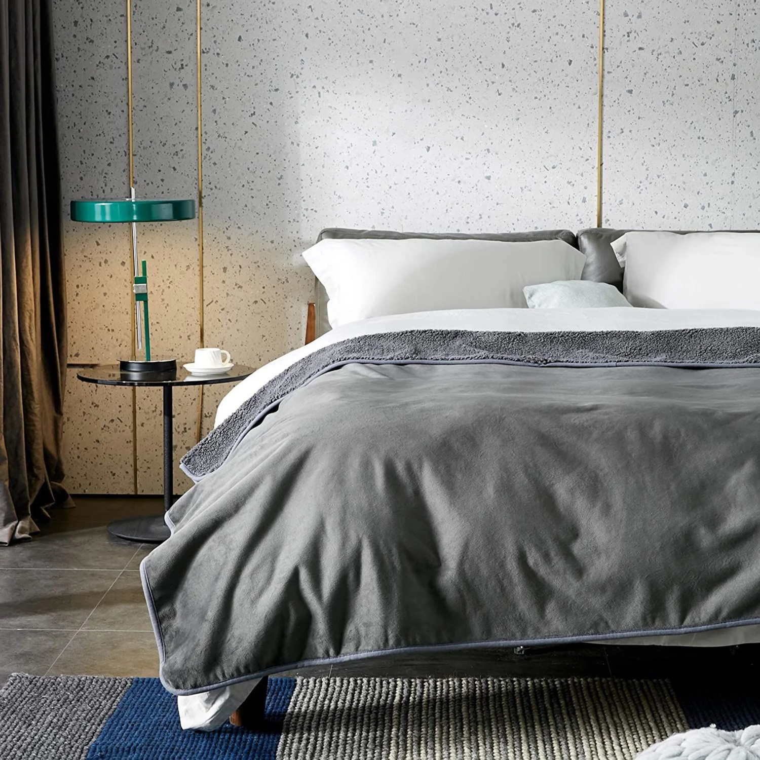 Allisandro Extra Soft Micro Fleece With Sherpa Triple Layer Tech Waterproof Cat & Dog Blanket, Dark Grey 6 Allisandro Extra Soft Micro Fleece With Sherpa Triple Layer Tech Waterproof Cat & Dog Blanket, Dark Grey - Image 6