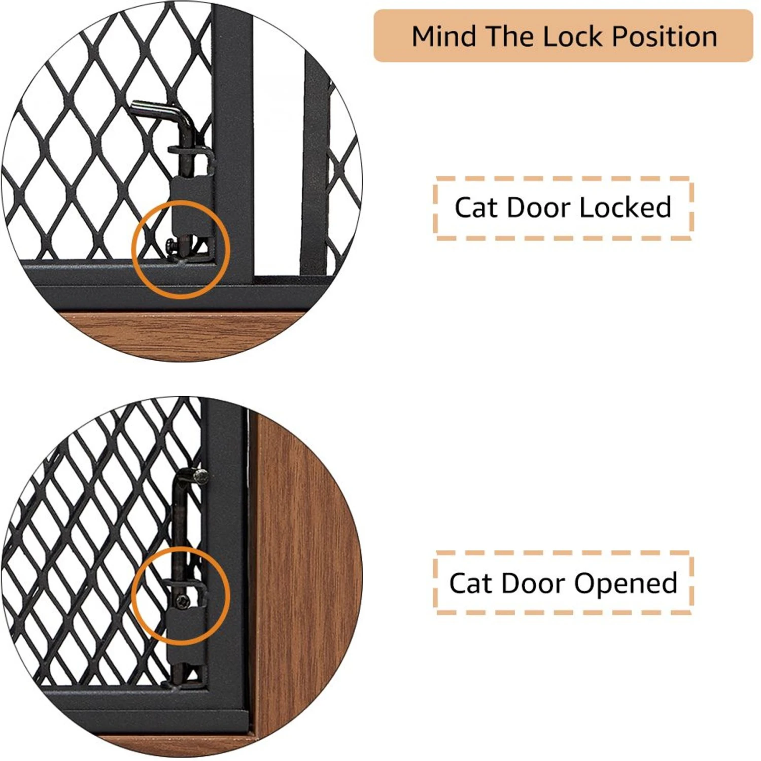 Unipaws 4 Panel Wire Mesh Dog & Cat Gate With Small Pet Door, Walnut, Large 6 Unipaws 4 Panel Wire Mesh Dog & Cat Gate With Small Pet Door, Walnut, Large - Image 6