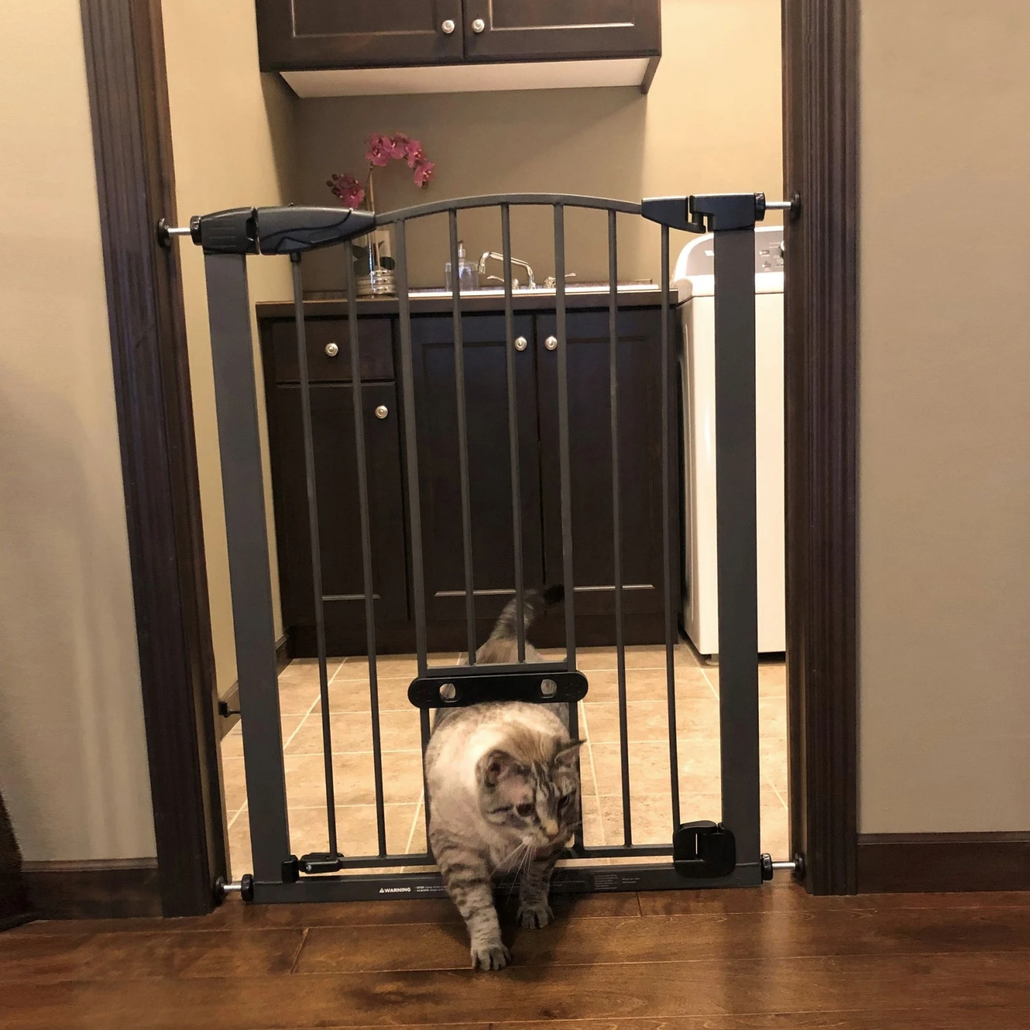 MyPet Tall Deco Easypass Cat & Dog Gate, Graphite 2 MyPet Tall Deco Easypass Cat & Dog Gate, Graphite - Image 2