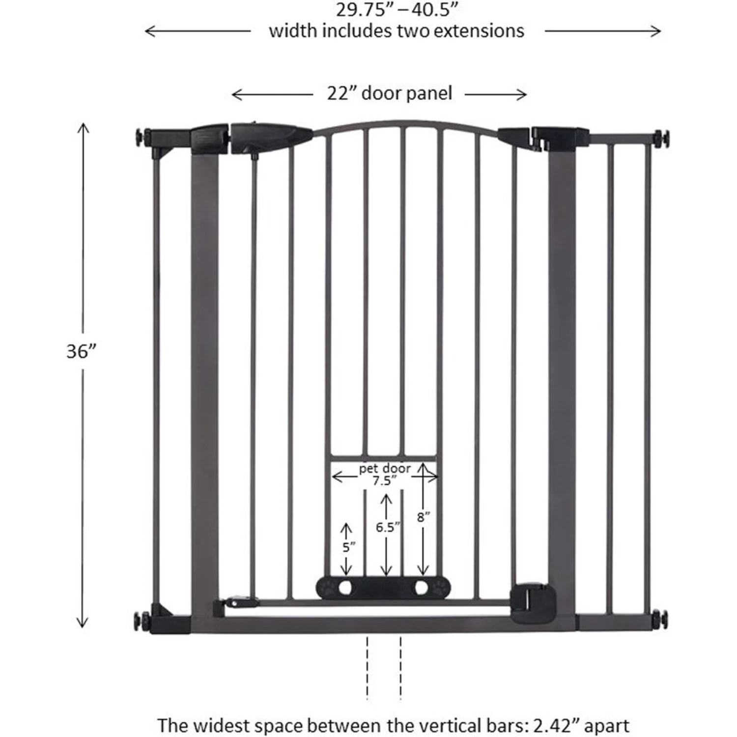 MyPet Tall Deco Easypass Cat & Dog Gate, Graphite 8 MyPet Tall Deco Easypass Cat & Dog Gate, Graphite - Image 8