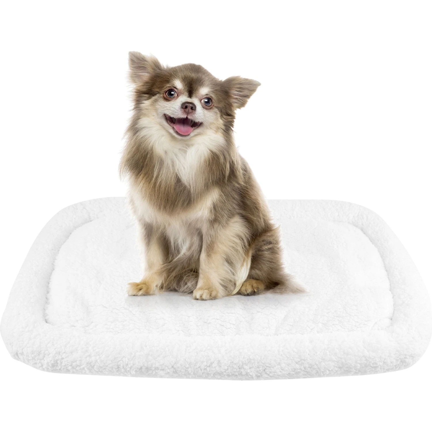 HappyCare Textiles Classic Warm Sherpa Cat & Dog Crate Bolster, White 1 HappyCare Textiles Classic Warm Sherpa Cat & Dog Crate Bolster, White