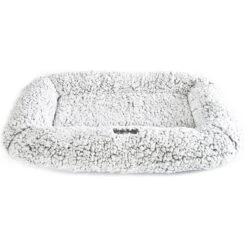Max & Marlow Plush Sherpa Bolstered Crate Dog & Cat Bed, Gray, Small